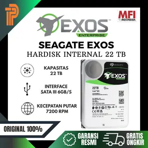 Seagate EXOS X22 HDD Hardisk Enterprise 22TB SATA III 6Gb/s 3.5 Inch 7200RPM 256MB Cache Garansi 5 Tahun Resmi Indonesia 100% ORIGINAL MFI