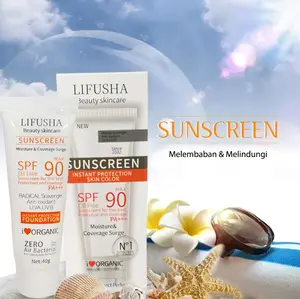 LIFUSHA Sunscreen Krim SPF 90+ Tahan Air Kulit Normal Sehat - Perlindungan Matahari Premium Leher Tubuh 40g body serum Sunblock