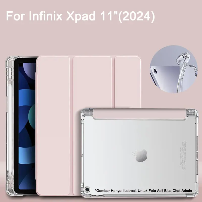 Infinix Xpad 11" 2024/ Xpad 20 2025 Flip Cover With Slot Pen Silikon Transparan Leather Trifold Magnetic Auto Lock 0