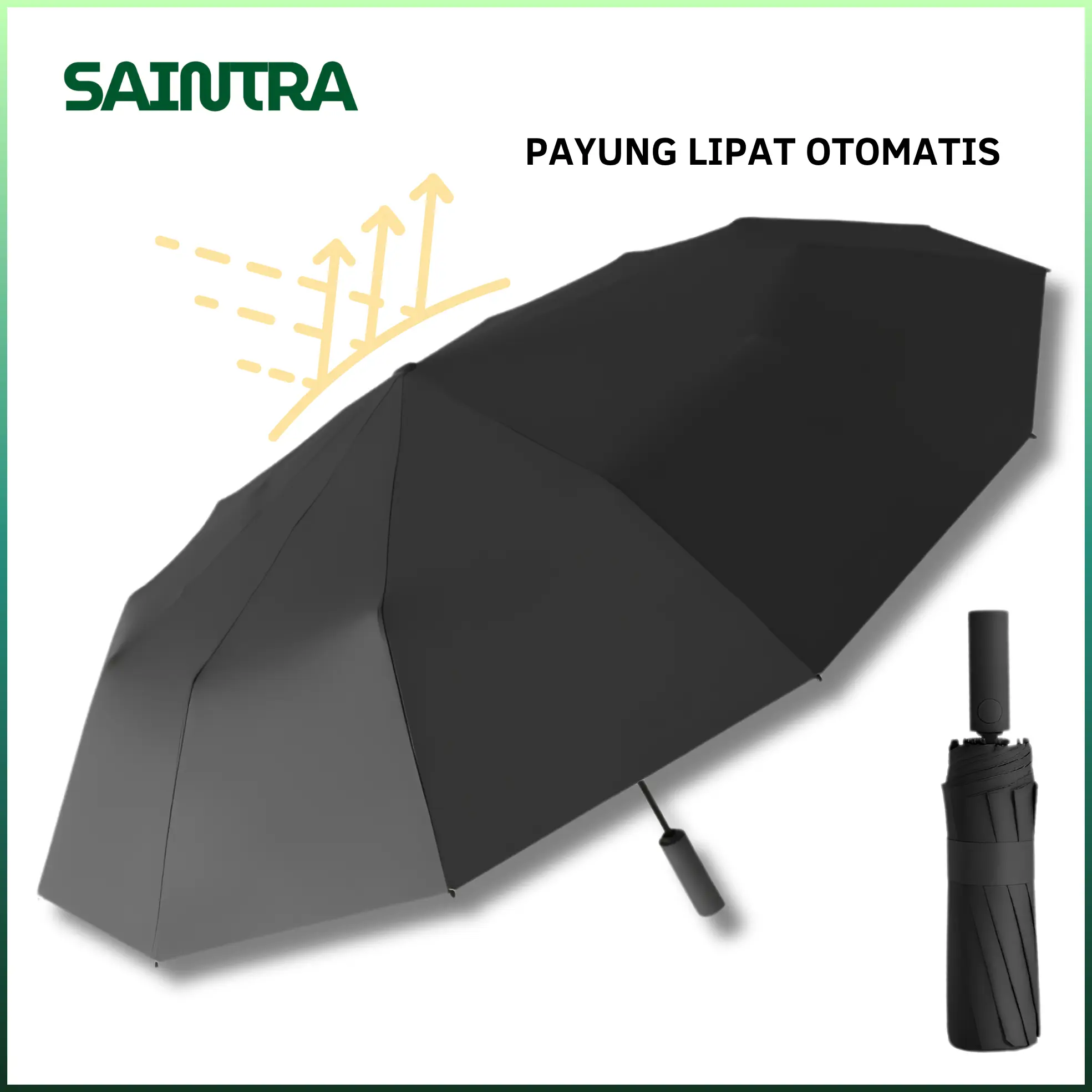 Saintra - Payung Lipat Jumbo Otomatis Multifungsi - PYG-60R - Payung Lipat Anti UV Badai dan Hujan