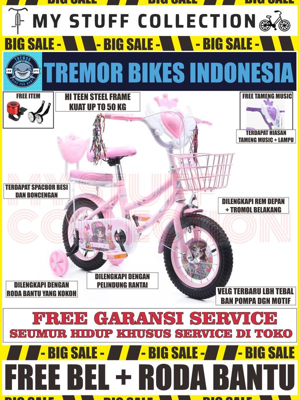SEPEDA MINI ANAK UKURAN 16 INCH COCOK UNTUK USIA 4 TAHUN HINGGA 7 TAHUN BONUS KERANJANG DAN BONCENGAN SERTA BEL SEPEDA sepeda little 5
