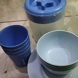 (PAKET SUPER KOMPLIT 13 IN 1) DAPAT 13 PCS ALAT MAKAN SAKURA SET- 4 GELAS 4 MANGKOK 4 PIRING 1 TEKO KOMPLIT Peralatan MAKAN MINUM Tea