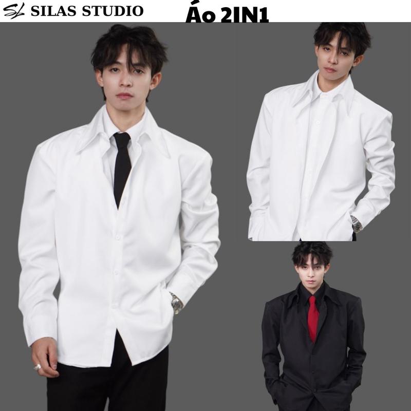 Deal Mở Bán ÁO 2IN1 Áo Somi SILAS OverLap 2 Lớp 2 In 1 Cotton Chéo Nam Chiết Eo - ASL9