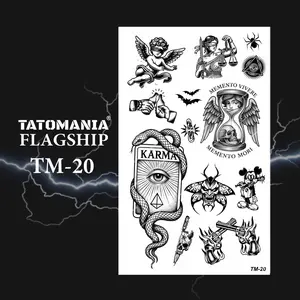TATOMANIAFLAGSHIP - Stiker Tato Temporer Semi Permanen Anti Air Motif Old School TM-20
