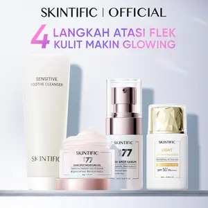 SKINTIFIC  4pcs Skincare Set - Dark Spot Set: Niacinamide Brightening Whitening Serum 20ml & Moisturizer 30g & Light Serum Sunscreen untuk Kulit Cerah & Lembut Hyaluronic Kering