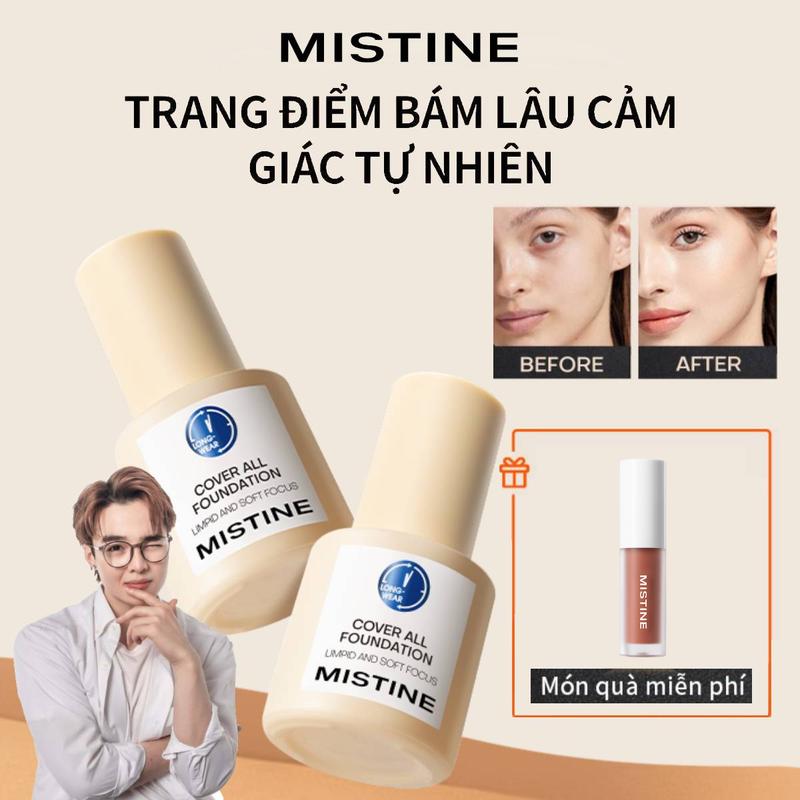 [Tun Phạm x MISTINE/ISPEAK]MISTINE Foundation bb Cream Kem nền dạng lỏng dưỡng ẩm lâu trôi 30g  [Quà tặng miễn phí] Son môi mẫu vừa 1.3g*1