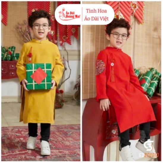  Áo Dài Bé Trai Cách Tân Mẫu Ốp Tay – Vải Tuyết Mưa Cao cấp Đỏ  Vàng Dự Tiệc & Tết 2026 Mặc Tết Đi Lễ Chụp Ảnh 