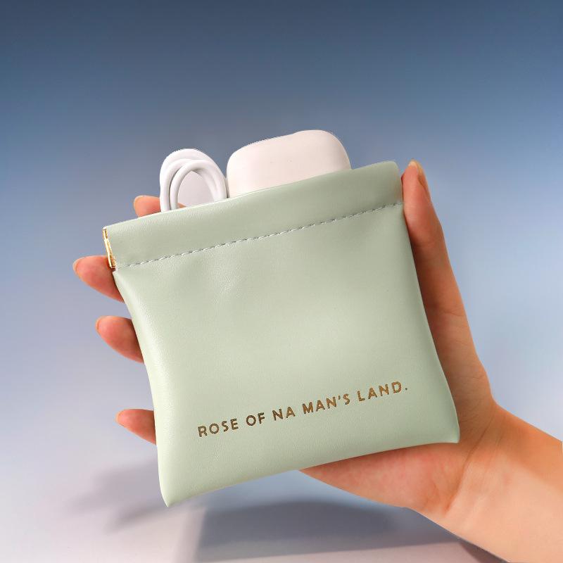 Product Introduction of PU Leather Simple Mini Lipstick Makeup Storage Bag Data Cable Storage Women Square Small Cosmetic Pouch Portable Make Up Key Organizer Bags 15