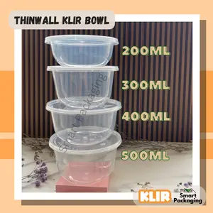 [ISI 25 PCS] Thinwall KLIR Bowl 200ml 300ml 400ml 500ml / Mangkuk Plastik bulat / Mangkok Makan / Plastik Bekal Sekali Pakai