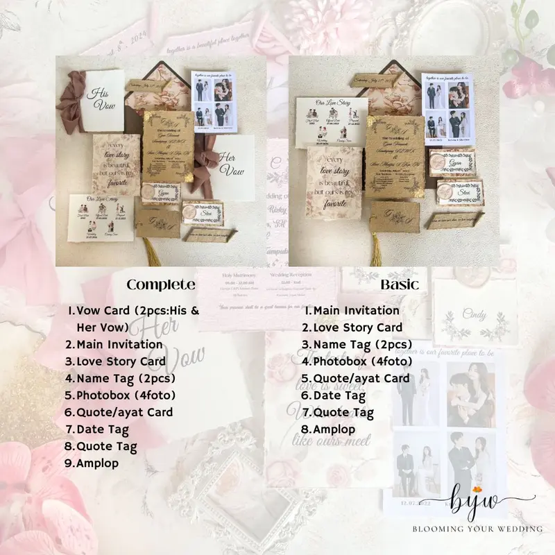 bloomingyourwedding Keepsake | Wedding Vows | Handmade Undangan Aesthetic (Classic Design) keepsake wedding vows set undangan aesthetic wedding stationery calligraphy kaligrafi invitation wedding set express 6