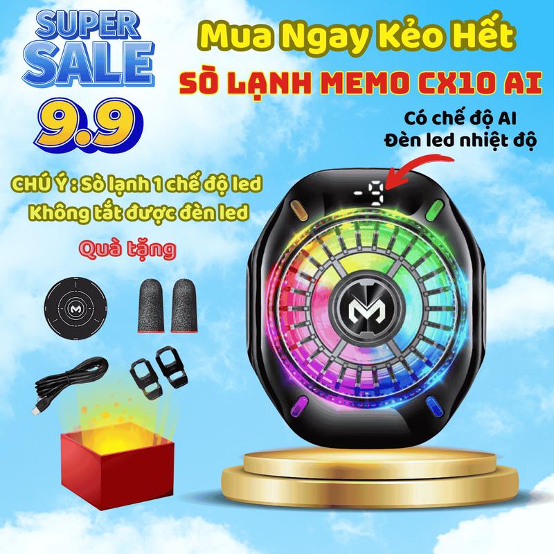  Quạt Tản Nhiệt Điện Thoại Sò Lạnh MEMO CX10 Pro AI – Hiển Thị Nhiệt Độ LED Đèn RGB Làm Mát Cực Nhanh 