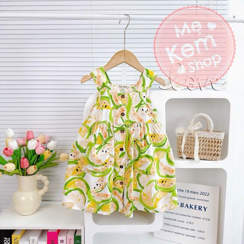 [10-42kg] Đầm dây bản vải tole/lanh loại 1 hoạ tiết bắt mắt dễ thương, thoáng mát, thấm hút mồ hôi cho bé gái- đi biển, đi chơi, đi học, mặc nhà 2