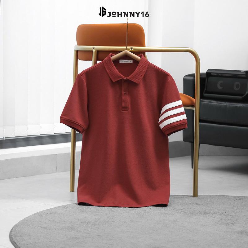 Áo polo ricky 6 vải gân bặc thang 80% cotton mát mẻ thoáng khí thanh lịch chỉnh chu - j16