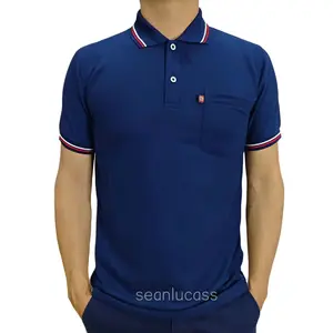 Kaos Kerah Polo Shirt Saku Pria Dewasa Lengan P Kombinasi endek Tebal Seragam