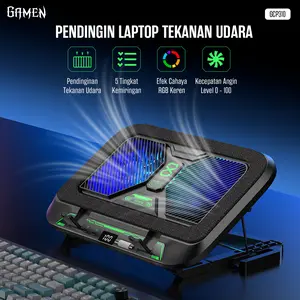 GAMEN GCP310 Cooling Pad Laptop RGB Gaming Pendingin Tekanan Udara Dengan 5 Level Kemiringan Dan Adjustable Fan 0–100 Speed - Garansi 1 Tahun