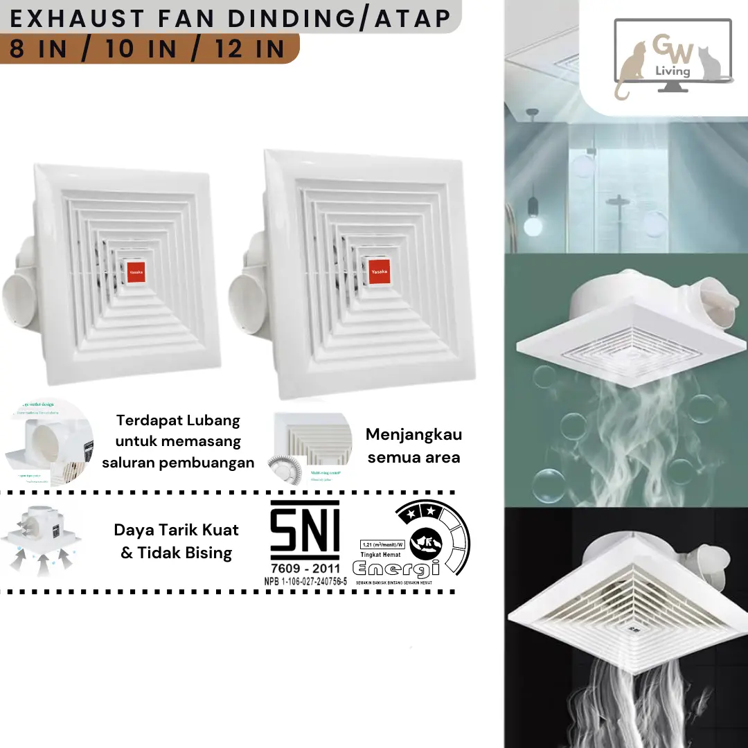 (COD) Exhaust fan dinding atap Kipas Hexos anak kos hemat daya hisap kencang suara sunyi