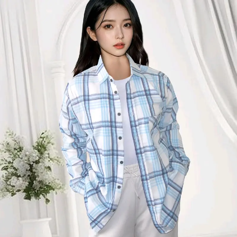 KEMEJA FLANEL KOTAK CATUR BIRU MUDA PRIA WANITA LENGAN PANJANG MOTIF KOTAK KOTAK PREMIUM TERBARU SLIMFIT CASUAL Distro Baju Dewasa fanel 0