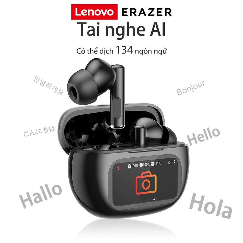 Tai nghe Lenovo ERAZER XP12 Bản dịch công nghệ màu đen Phiên bản có thể tải xuống bằng 134 ngôn ngữ Điều khiển màn hình cảm ứng Khử tiếng ồn mạnh mẽ Âm thanh HiFi Thiết kế không thấm nước Thiết yếu cho các chuyến công tác và học tập