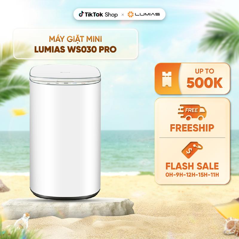 Máy giặt mini Lumias WS030 Pro- Giặt ở nhiệt độ cao 60-80°C, 10 chương trình giặt, khóa trẻ em