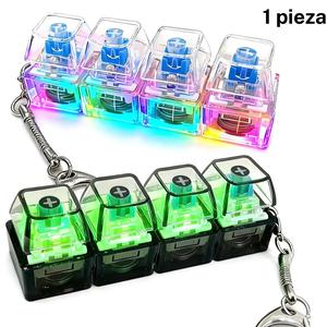 Juguete fidget de teclado, llavero con luz led, botón de descompresión 4 en 1, regalo para aliviar el estrés y opciones transparentes