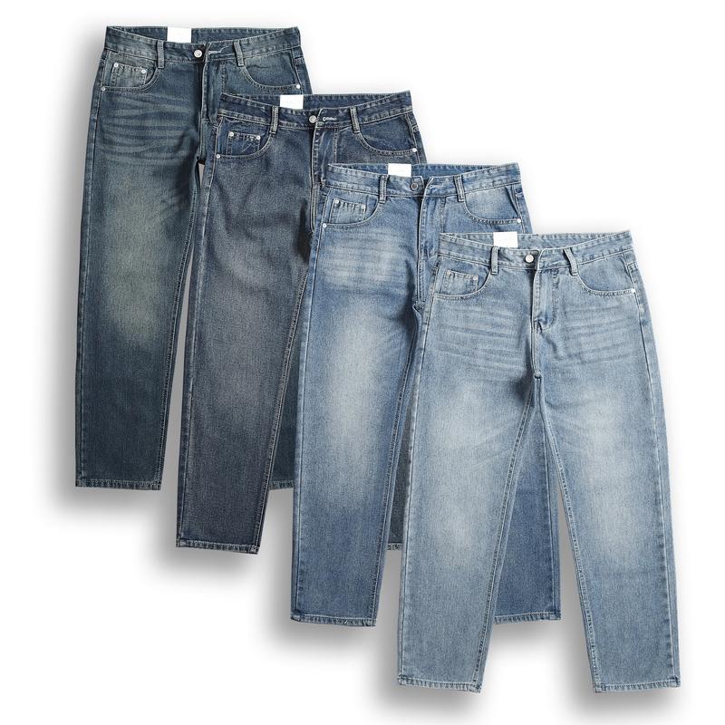 Quần Jean Nam Ống Suông Xanh, Quần Bò Ống Rộng, Quần Baggy Nam Phong Cách Hiện Đại Trẻ Trung