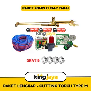 PAKET LAS Blender Las Cutting Torch YAMATO Type M + Selang Las Double 5M 10M 15M 20M + Regulator Gas LPG + Regulator Oxygen FREE KLEM SELANG