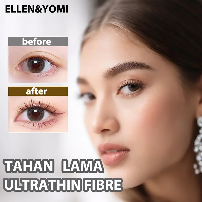 Mascara Waterproof Anti Luntur Menambah volume menebalkan Black Hitam Eye Cairan Mascara 0