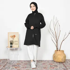 Carsianti - Mikayla Jaket Wanita Muslimah Hijab Fleece Premium Hangat Stylish dengan Lubang Jari dibagian Manset