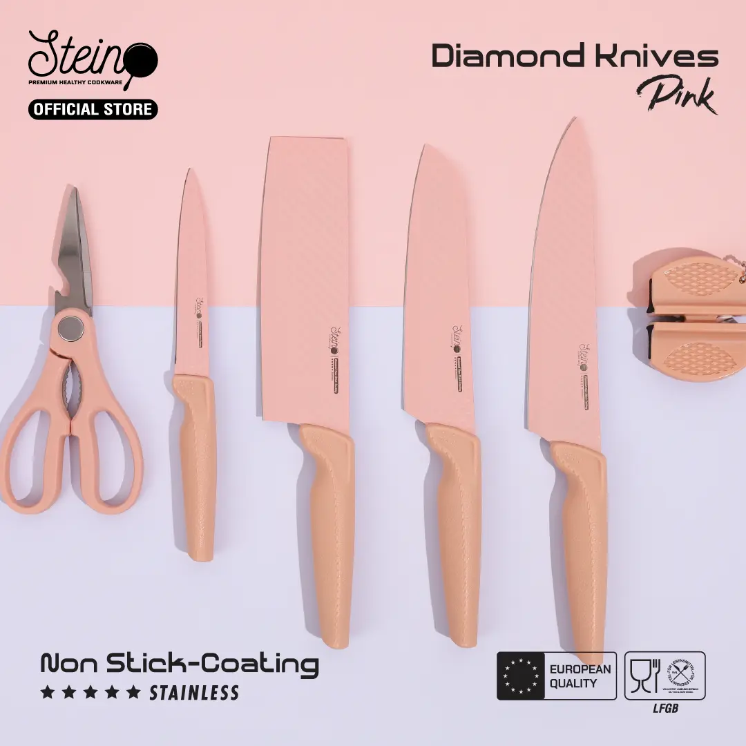 STEIN Set Pisau 6in1 Anti Lengket Anti Karat | Diamond Knives Set Non Stick