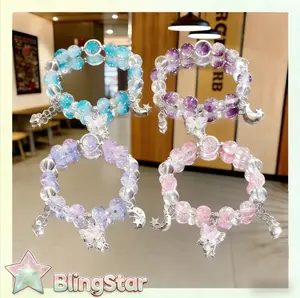 BlingStar Gelang Kupu-Kupu Wanita C134 - Manik & Liontin Bintang Bulan Kalung Tangan Elegant Anti Karat
