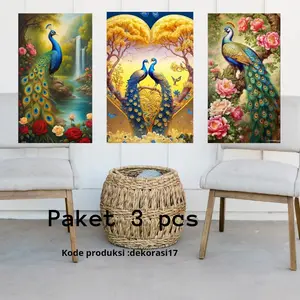 Dekorasi dinding Merak, Paket 3 pcs, ukuran 20x30 Gantungan Hiasan (dek17)
