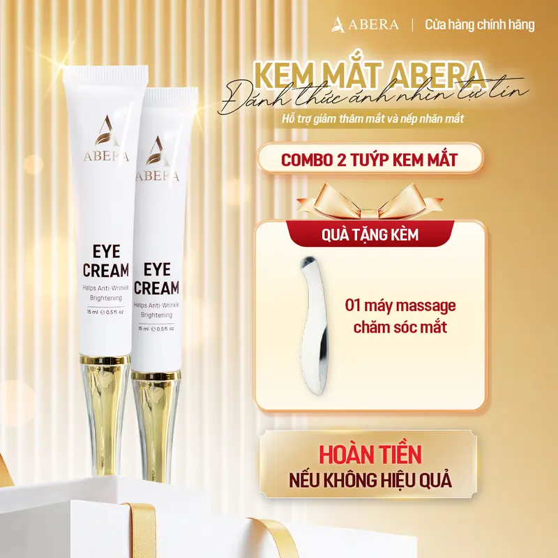 [02 TUÝP] Kem Mắt Abera 15ml - Tặng 01 máy massage mắt - Hỗ trợ giảm thâm mắt và nếp nhăn mắt 0