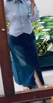 Product Review of 2212# Forking Denim Skirt Women Mid-Length High Waisted Hip Wrap Skirt from W**i 0