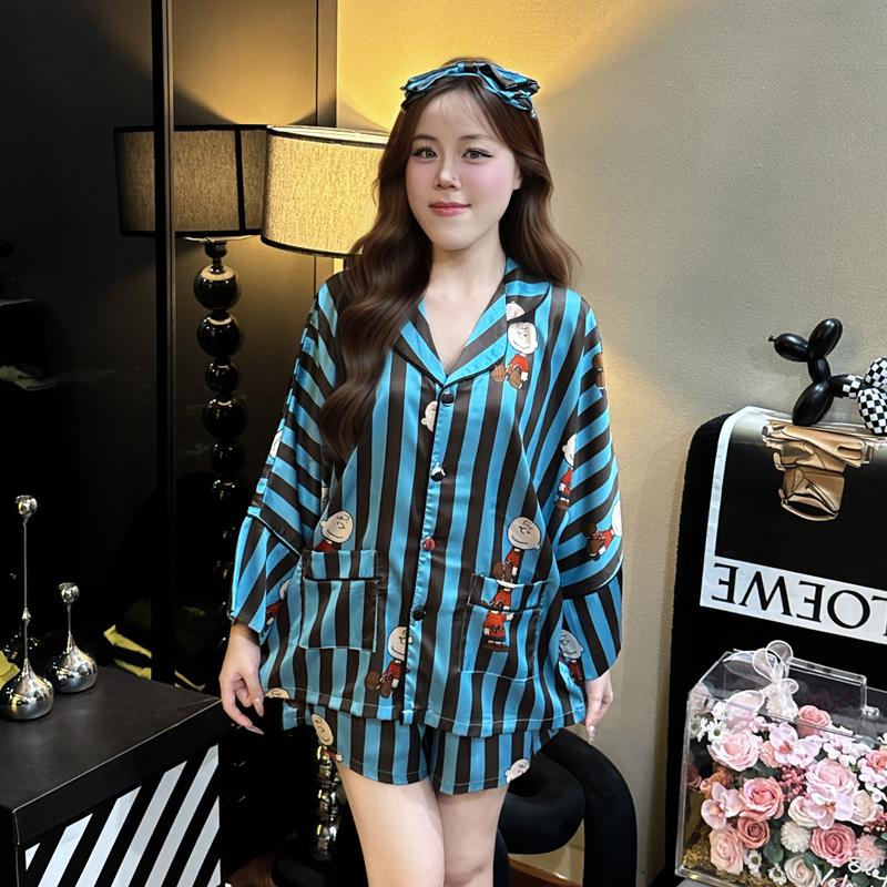  TT4 MÃ 6 Set Pijama 1 Áo 2 QUẦN Lụa Latin CÁNH DƠI LỬNG   40-75kg  