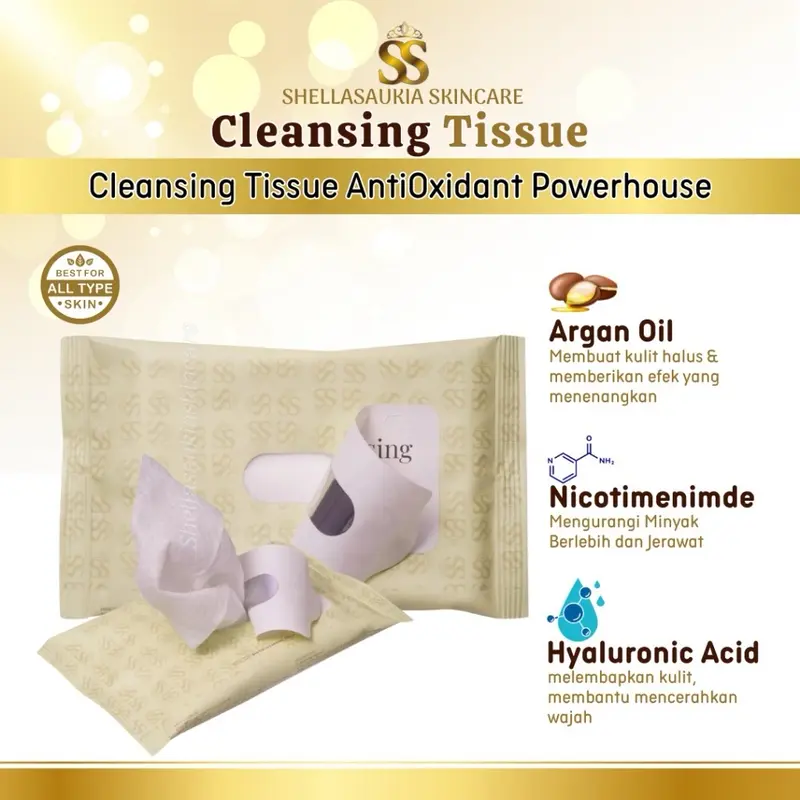 ￼SSSKIN CLEANSING TISSUE / Tisu Wajah Ss Skin by Shella Saukia Muka Remover Kusam Kering 3