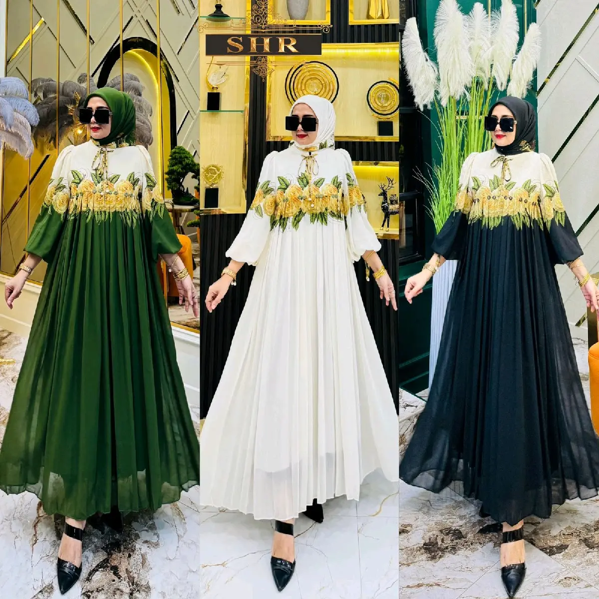 *BISA COD!!SHR ORY* NEW READY MIDI DRESS JUMBO BUNGA KEJUJURAN CERUTY FULL FURING BY SHR ORY