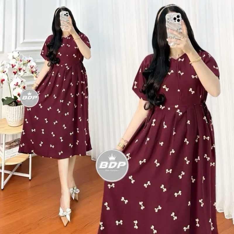 Daster Chibi Rayon Premium Gread A Motif Polkadot Bintang Tali Samping Ld 110 Dress Wanita Harian Santai Busui Resleting Baju Tidur Wanita Bumil Lengan Pendek Nyaman Batik Motif Terbaru Serut Panjang Kancing Kain 6