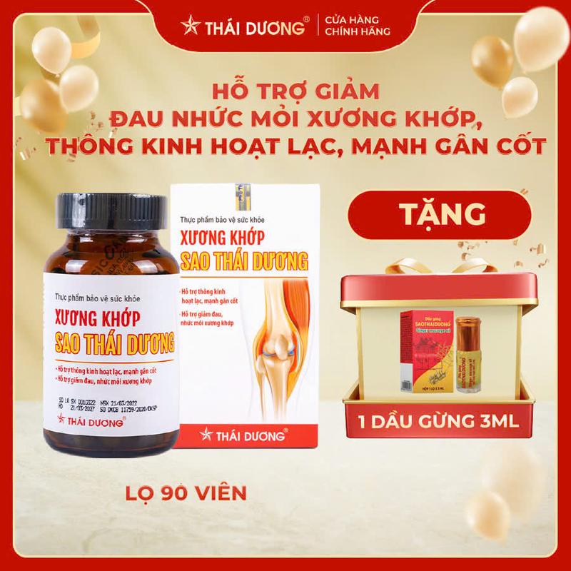  Xương khớp Sao Thái Dương  Lọ 90 viên - Hỗ trợ thông kinh hoạt lạc mạnh gân cốt 
