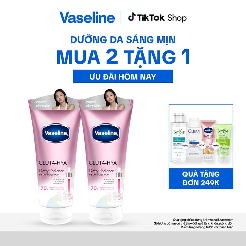 Combo 2 Sữa Dưỡng Da Body Vaseline Gluta-Hya Lotion Hỗ Trợ Dưỡng Da Sáng Mịn Chuyên Sâu 300MLx2 (bao bì tùy lô nhập hàng)