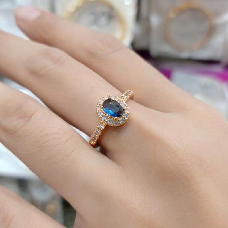 Cincin Wanita Model Mata Oval Warna Biru Hijau Elegan Aksesoris Perhiasan Rings Elegan Dewasa Hadiah 0