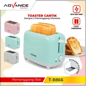 Advance T-8866 Toaster Pangganan Roti 2slice Sandwich Memanggang Memanaskan Roti Toaster Roti mesin Pemanggang