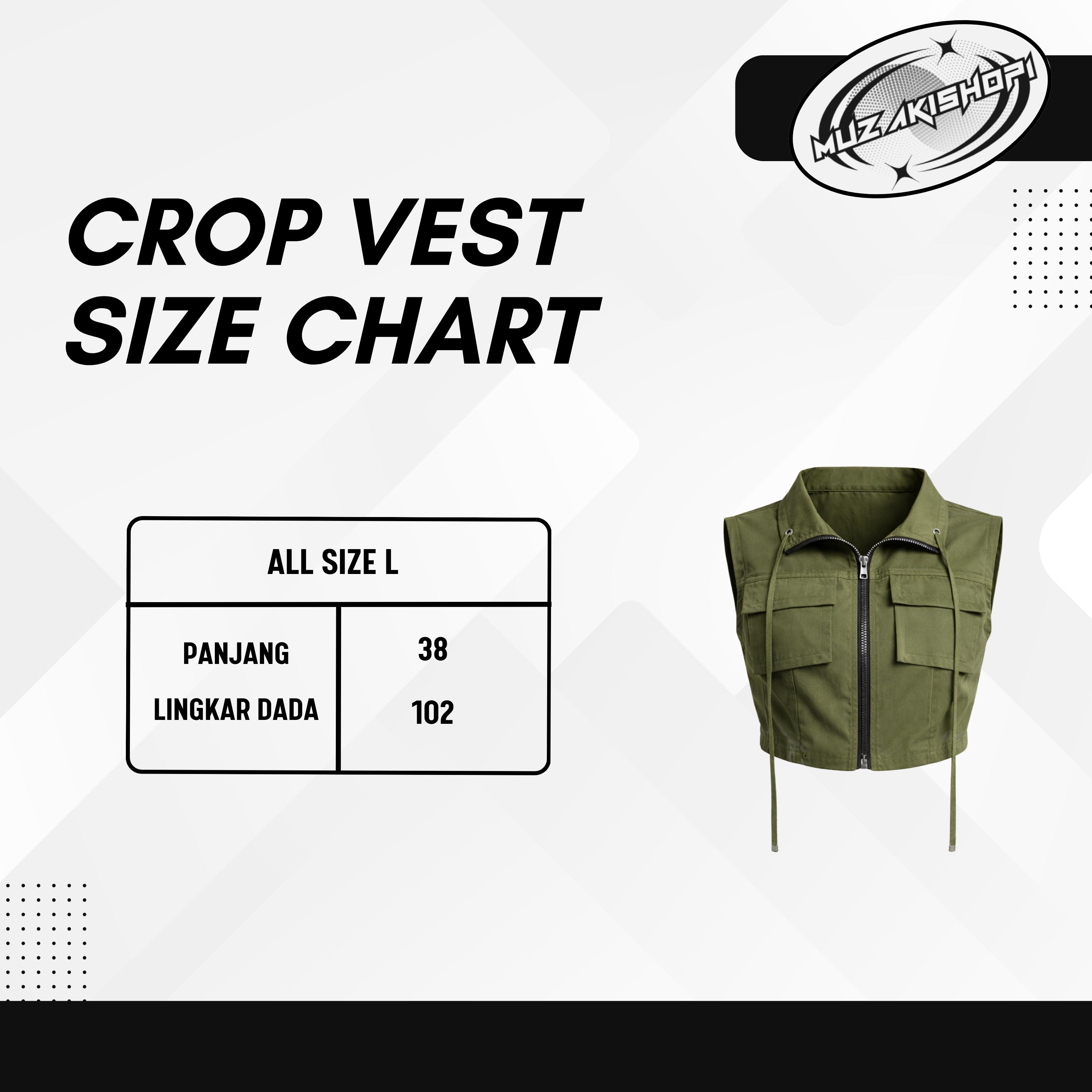 Muzakishop1 - Baju Rompi Vest Cargo Wanita | Crop Top Tank Top Atasan Wanita