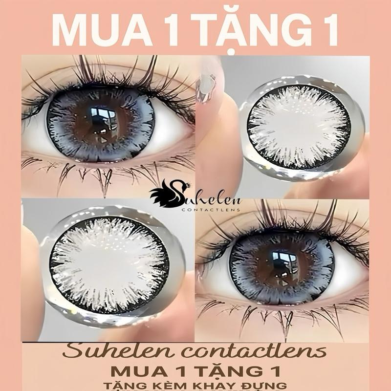 SUHELEN • LENS CÓ CẬN Kính Áp Tròng LENS XÁM MẮT MÈO GIÃN TO 14.5 BABY LONG LANH