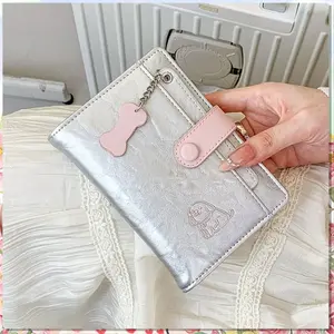 Tempat paspor anak anjing lucu, dokumen luar negeri, Tiket perjalanan, dan kotak penyimpanan pelindung kartu Bank