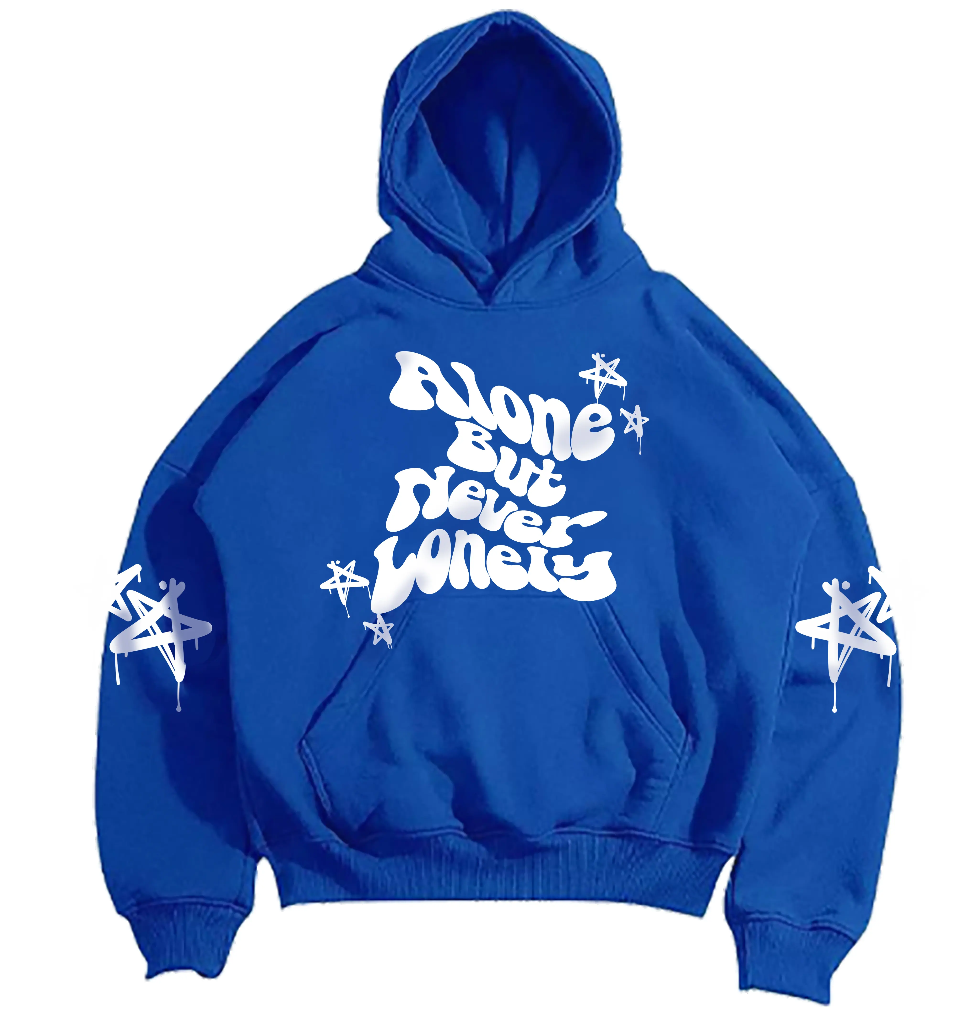 DTRT - Hoodie Pria Boxy Biru Fit Tangan Oversize Sweater Fleece Tebal Original Sablon Printing Skena Jumper Distro - Free Gift