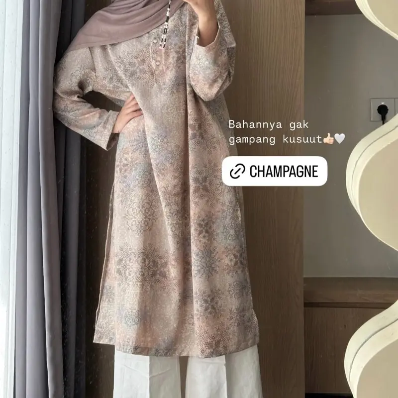MOIRA TUNIK by Outerres | Tunik Wanita Flowy Slit Kancing 8