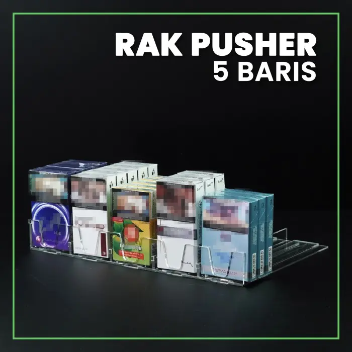 Rak Pusher Acrylic Pusher Display Otomatis Model Grup 5 Baris