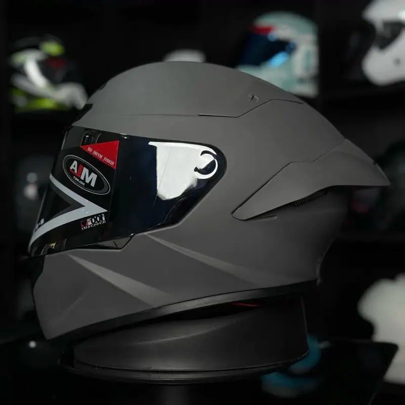 Helm Mla Crypton Full Face Terbaru Solid Grey Dof Kaca Visor Iridium silver/Helm Full Face Mla Original MLA