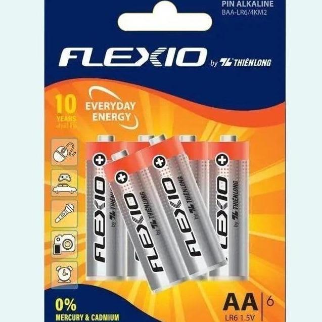 Vỉ 6 viên pin Kiềm 1.5V Thiên Long Alkaline AA Flexio - Pin Cao Cấp Tiện Lợi, Tiết Kiệm Chi Phí, Phù Hợp Cho Thiết Bị Cần Nguồn Điện Ổn Định