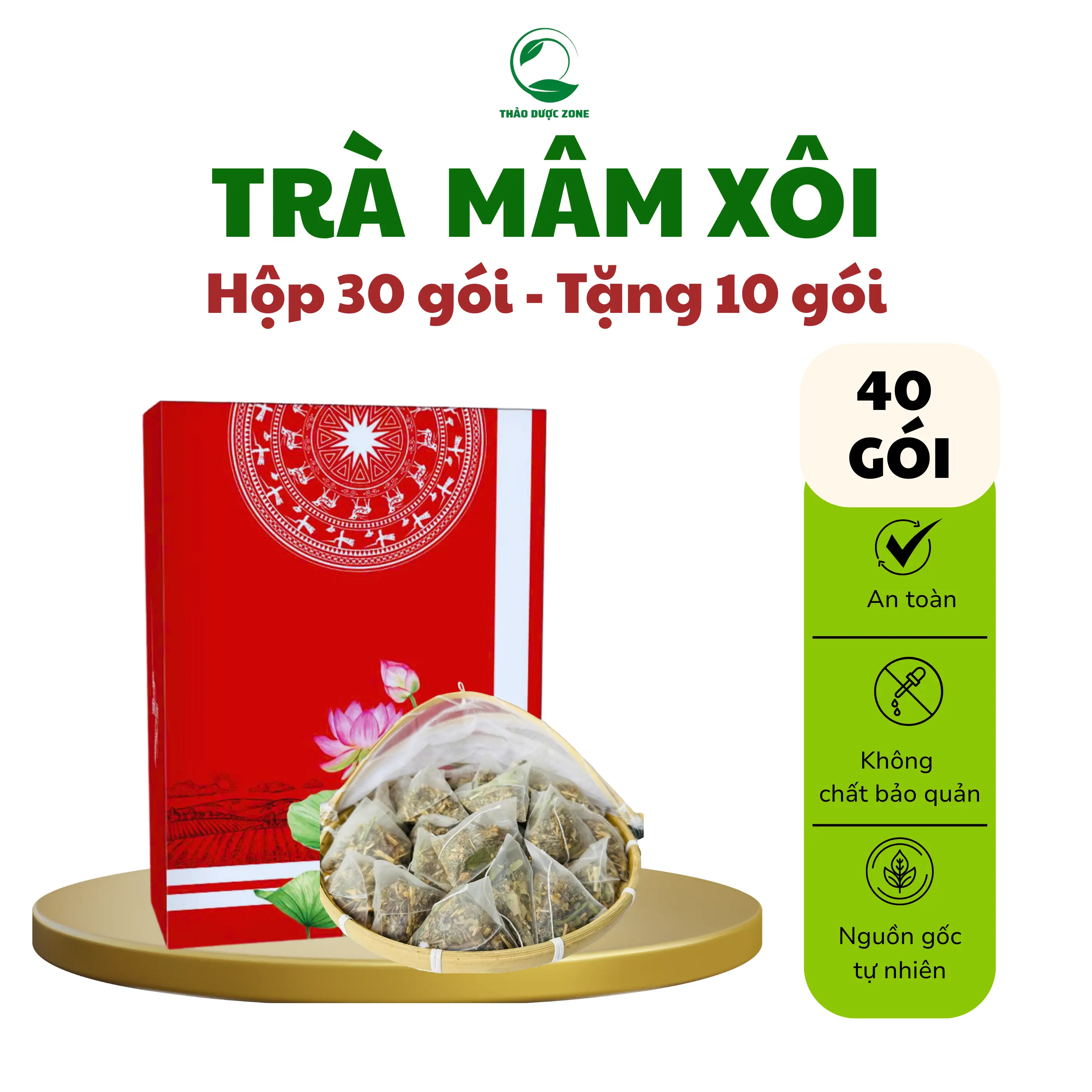 [Hộp 30 gói tặng 10 gói] Trà Mâm Xôi Chính hãng Thảo Dược Zone tốt cho chị em phụ nữ. 1 Gói pha 1.5-2 lít nước, HSD 6 tháng Trà Ngon Đón Tết, Trà uống tết